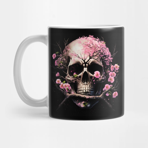 Skull With Pink Flowers by gibah